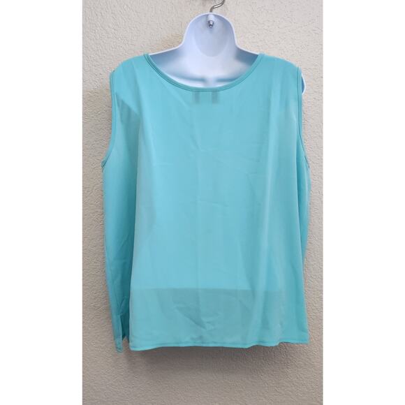 Da-Rue Petite Draper's & Damon's Teal Sleeveless Tank Top 16P Lightweight Flowy - Picture 2 of 4